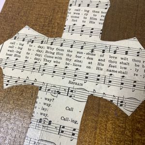 Jesus is Tenderly Calling Hymnal Cross Plaque